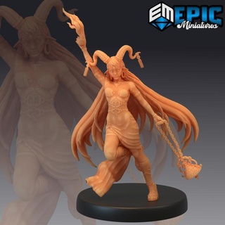 enchantress attacking succubus sorceress female devil magician epic-miniatures Toys & Games Tabletop Characters Creatures Fantasy Universe Board Store fantasy girl medieval monster rpg warhammer woman sla enemy tabletop dungeon dnd pathfinder npc pre-supported supported pre 3d print model - Mito3D