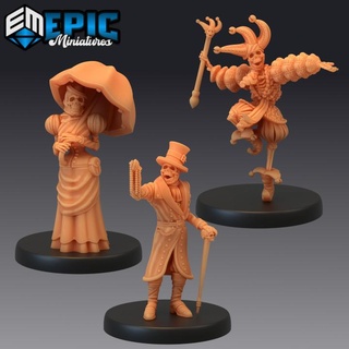 skeleton nobles undead rich bone lord lady & jester epic-miniatures Toys Games Tabletop Characters Creatures Fantasy Universe Board Store clown fantasy medieval monster rpg warhammer sla enemy noble tabletop dungeon gentleman dnd pathfinder npc pre-supported supported pre 3d print model - Mito3D