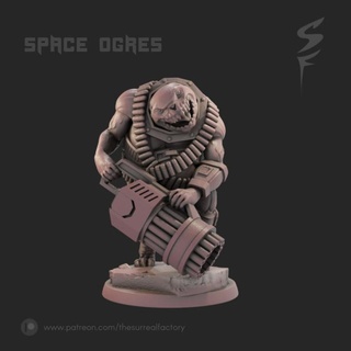 space ogre - heavy thesurrealfactory Toys & Games Tabletop Characters Creatures Sci-Fi Universe Board Store creature futuristic gun sci-fi minigun 3d print model - Mito3D