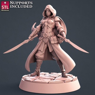 assassin stl miniatures Toys & Games Tabletop Characters Creatures Fantasy Universe Board Store fantasy wargames character tabletop d&d npc 3d print model - Mito3D