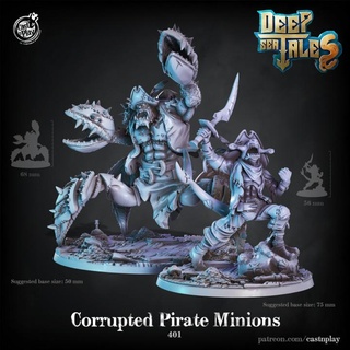 corrupted pirate minions pre-supported cast n play Toys & Games Tabletop Characters Creatures Fantasy Universe Board Store ocean sea shark crab deep port castnplay 3d print model - Mito3D