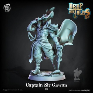 captain sir gawan pre-supported cast n play Toys & Games Tabletop Characters Creatures Fantasy Universe Board Store ocean pirate sea ship pirates deep seas presupported 3d print model - Mito3D