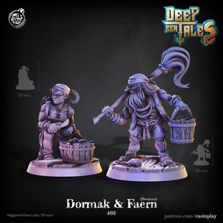 dormak & faern dwarves pre-supported cast n play Toys Games Tabletop Characters Creatures Fantasy Universe Board Store fantasy sea d&d dwarven pirates deep port tales castnplay thamarya dwavers 3d print model - Mito3D