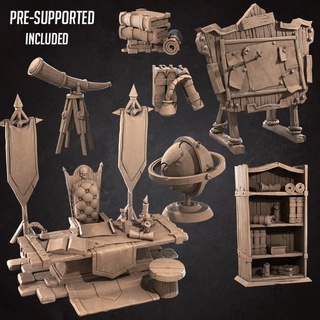 command room bite bullet Toys & Games Tabletop Characters Creatures Fantasy Universe Board Store 3D Printable Terrain chair pirate table globe banner commander miniature telescope boardgame tabletop captain patreon dnd shelving scenery expedition loxodon sceneries newgate 3d print model - Mito3D