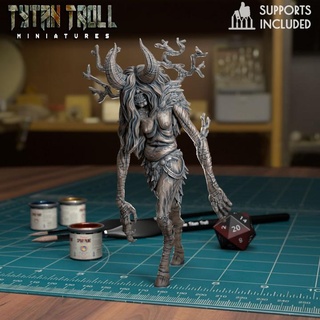 ancient witch unclothed pre-supported tytantroll miniatures Toys & Games Tabletop Characters Creatures Fantasy Universe Board Store demon creature dark fantasy scale minis 32mm demonic swamp presupported barovia 3d print model - Mito3D
