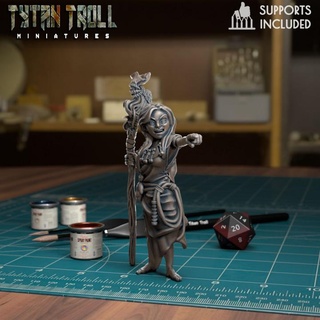 young witch pre-supported tytantroll miniatures Toys & Games Tabletop Characters Creatures Fantasy Universe Board Store dragons dungeons fantasy scale staff tabletop minis dnd 32mm presupported coven barovia 3d print model - Mito3D