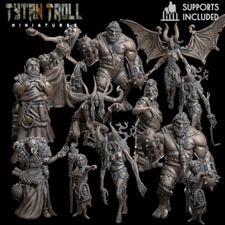 witches bundle pre-supported tytantroll miniatures Toys & Games Tabletop Characters Creatures Fantasy Universe Board Store fantasy rpg scale tabletop minis casting dnd 32mm demons spells coven barovia 3d print model - Mito3D