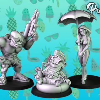 pool party crosslances Toys & Games Tabletop Characters Creatures Fantasy Universe Board Store fun girl miniatures orc skin summer sunglasses character super league dwarf legends patreon humor dip august liquidator 3d print model - Mito3D