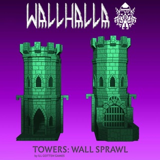 wallhalla wall sprawl towers ill gotten games dice display dragons dungeons fantasy miniatures modular rpg terrain tower wargames wargaming warhammer supportless roleplaying tabletop shelves dicetower shelving ttrpg 3d print model - Mito3D