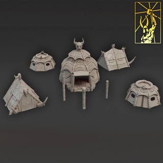 canalhas tribo terreno titã forja miniaturas loja África fantasia rpg barraca totem xamã 3d print model - Mito3D