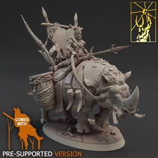 canalhas tribo guerra chamador 2 titã forja miniaturas loja animal fera fantasia rpg jogos rinoceronte cavalaria cavaleiro motorista feroz xamã 3d print model - Mito3D