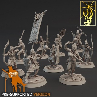 wakaturu tribe warriors titan forge miniatures Store shield unit dual clan wargame archers shaman bowman spearman regiment wield 3d print model - Mito3D