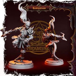 rolith bloodaxe - infernal barbarian female hack+slash minis Store tiefling infernalheroes 3d print model - Mito3D