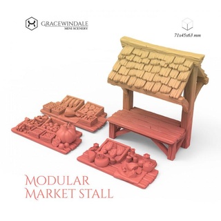 modular market stall gracewindale mini scenery Toys & Games Tabletop Characters Creatures Fantasy Universe Board 3D Printable Terrain food prop pumpkin terrain props miniature tabletop diorama wargame cheese meat d&d 28mm dnd 32mm goods 3d print model - Mito3D