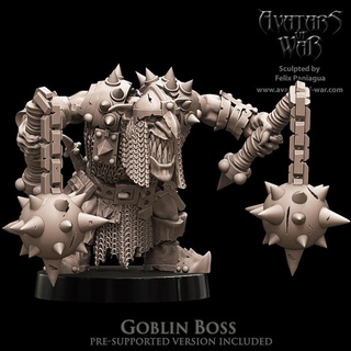 goblin boss avatars war Toys & Games Tabletop Characters Creatures Fantasy Universe Board Store dragons dungeons fantasy mini old rpg school warhammer miniature age arena supports wargame dnd 9th aos ttrpg kow presupported pre-supported supported ninth deathmatch aow avatarsofwar 3d print model - Mito3D