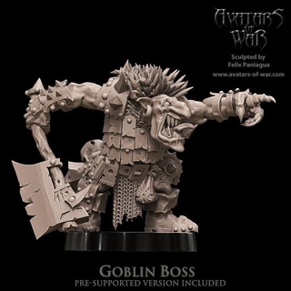 goblin boss avatars war Toys & Games Tabletop Characters Creatures Fantasy Universe Board Store dragons dungeons fantasy mini old rpg school warhammer miniature age arena supports wargame dnd 9th aos ttrpg kow presupported pre-supported supported ninth deathmatch aow avatarsofwar 3d print model - Mito3D