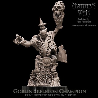 skeleton goblin champion avatars war Toys & Games Tabletop Characters Creatures Fantasy Universe Board Store dragons dungeons fantasy mini old rpg school undead vampire warhammer miniature age arena supports wargame dnd 9th aos ttrpg kow presupported pre-supported counts supported ninth deathmatch aow avatarsofwar 3d print model - Mito3D