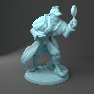 sharl'orc holmes twin goddess miniatures Toys & Games Tabletop Characters Creatures Fantasy Universe Board Store glass orc sherlock pipe rogue halforc investigator inquisitive magnifying 3d print model - Mito3D