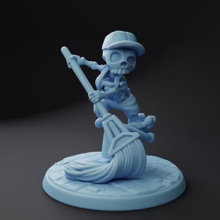 moppy skeleton twin goddess miniatures Toys & Games Tabletop Characters Creatures Fantasy Universe Board free hat monster bucket mop clean d&d npc janitor 3d print model - Mito3D