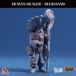 human healer - deckhand arcane minis Toys & Games Tabletop Characters Creatures Fantasy Universe Board dragon dragons dungeons roleplay rpg steampunk crystal dungeon oldman d&d 28mm dnd 35mm 32mm druid 5e presupported pre-supported arcanapunk magipunk magitech sordane supported skies sordalite 3d print model - Mito3D