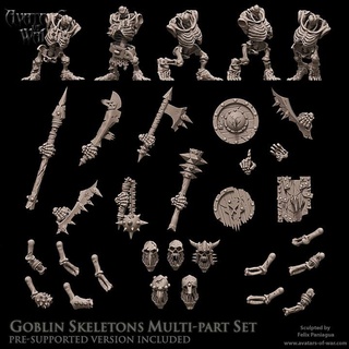 goblin skeletons multipart set avatars war Toys & Games Tabletop Characters Creatures Fantasy Universe Board Store dragons dungeons fantasy mini old rpg school skeleton undead vampire warhammer miniature age arena supports wargame dnd 9th multi-part aos ttrpg kow presupported pre-supported counts supported ninth deathmatch aow avatarsofwar 3d print model - Mito3D