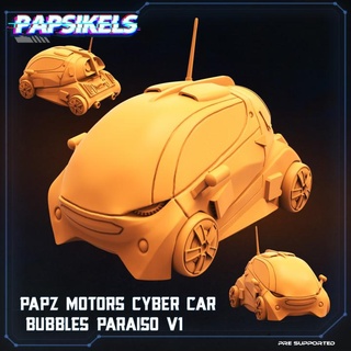 papz motors cybercar - bubbles paraiso v1 papsikels miniatures Toys & Games Tabletop Characters Creatures Sci-Fi Universe Vehicles Machines Board Store car cyberpunk compact 3d print model - Mito3D
