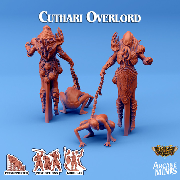cuthari overlord arcane minis Store armor armour axe brains dragon dragons dungeons modular roleplay rpg steampunk miniature weapons staff crystal flying mind tentacle floating slaves dungeon tentacles d&d 28mm dnd 35mm chains 32mm illithid 5e mindflayer poses mind-flayer presupported pre-supported arcanapunk magipunk magitech sordane supported skies sordalite thralls 3D print model - Mito3D