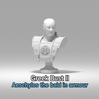 greek bust ii aeschylos bald armour blue sand 3d Education History Tabletop Characters & Creatures Board Games Store Fan Art Busts ancient decoration greece warrior sparta hellenic 3d print model - Mito3D