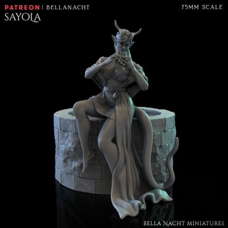 sayola bella nacht miniatures Toys & Games Tabletop Characters Creatures Fantasy Universe Board demon female hell instrument lady music woman character dnd hellion tiefling bard bards teifling 3d print model - Mito3D