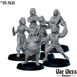 pirates set vae victis miniatures Toys & Games Tabletop Characters Creatures Fantasy Universe Board Store elegant fantasy fighter old pirate rpg sailor explorer tabletop dnd 3d print model - Mito3D