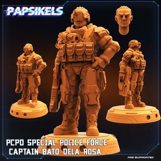 pcpd especial policía fuerza capitán roca región papsikels miniaturas juguetes juegos mesa caracteres criaturas Sci Fi universo tablero Tienda 3d print model - Mito3D