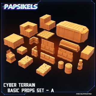 cyber terrain basic props set - papsikels miniatures Toys & Games Tabletop Characters Creatures Sci-Fi Universe 3D Printable Terrain Board Store 3d print model - Mito3D