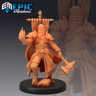 warpriest fire ball warrior priest war hero paladin champion light epic-miniatures Toys & Games Tabletop Characters Creatures Fantasy Universe Board fantasy medieval monster rpg warhammer magic sla hammer enemy tabletop dungeon fireball spell dnd pathfinder npc pre-supported supported pre 3d print model - Mito3D