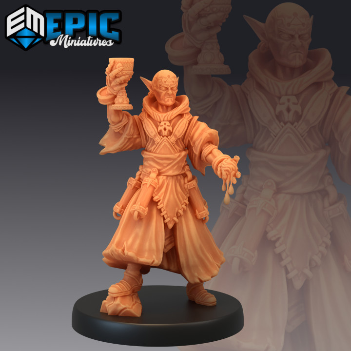 vampire blood mage chalice undead sorcerer dark elf wizard epic-miniatures Toys & Games Tabletop Characters Creatures Fantasy Universe Board Store fantasy medieval monster rpg warhammer sla enemy tabletop dungeon dnd pathfinder npc pre-supported supported pre 3D print model - Mito3D