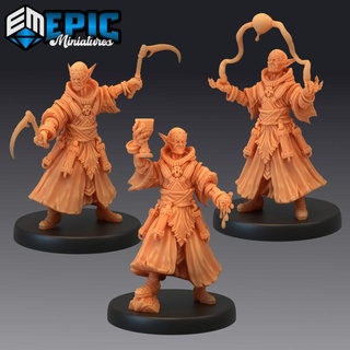 vampire blood mage set undead sorcerer dark elf wizard epic-miniatures Toys & Games Tabletop Characters Creatures Fantasy Universe Board Store fantasy medieval monster rpg warhammer magic sla enemy tabletop scythe dungeon dnd chalice pathfinder npc pre-supported supported pre 3d print model - Mito3D