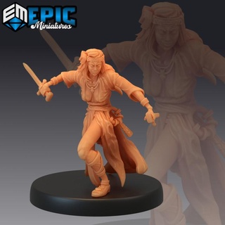 vampire huntress attacking female undead hunter monster killer epic-miniatures Toys & Games Tabletop Characters Creatures Fantasy Universe Board Store fantasy girl medieval rpg sword warhammer woman sla enemy tabletop dungeon oriental dnd pathfinder npc pre-supported supported pre 3d print model - Mito3D