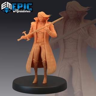 vampire hunter sword demon & undead killer evil hero epic-miniatures Toys Games Tabletop Characters Creatures Fantasy Universe Board Store fantasy gothic medieval monster rpg warhammer sla enemy tabletop dungeon dnd pathfinder npc pre-supported supported pre 3d print model - Mito3D