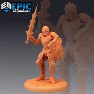 animated armor sword & shield cursed castle guard ghost possessed equipment dark gear decoration epic-miniatures Toys Games Tabletop Characters Creatures Fantasy Universe Board Store fantasy medieval monster rpg warhammer sla enemy tabletop dungeon dnd pathfinder npc pre-supported supported pre 3d print model - Mito3D