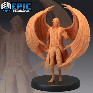vampire noble undead bat wings dark prince epic-miniatures Toys & Games Tabletop Characters Creatures Fantasy Universe Board Store fantasy medieval monster rpg warhammer blood sla enemy dracula tabletop dungeon dnd pathfinder npc alucard pre-supported supported pre 3d print model - Mito3D
