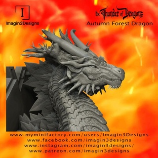 autumn forest dragon imagin3designs Tabletop Characters & Creatures Fantasy Universe Store Fan Art Busts bust creature detailed fantasy fdm painting multipart thethunderofdragons 1 10thscale forestdragon 3d print model - Mito3D