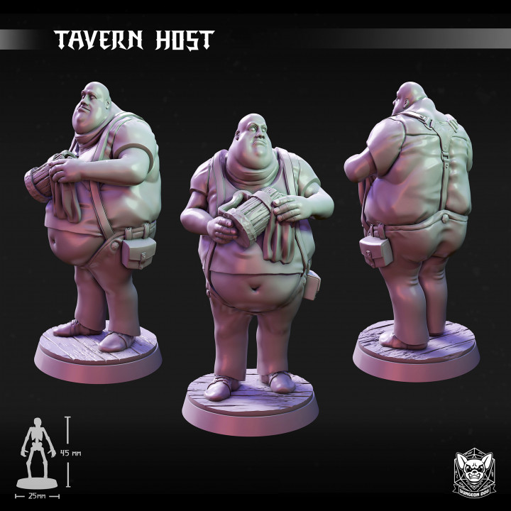 Taverne Gastgeber Verlies Hund Spielzeuge Spiele Tischplatte Zeichen Kreaturen Fantasie Universum Tafel Wargaming Verliese Drachen dnd Barkeeper ttrpg dsa Inkeeper Dungeondog DungeondogMiniaturen dasschwarzeauge 3D print model - Mito3D