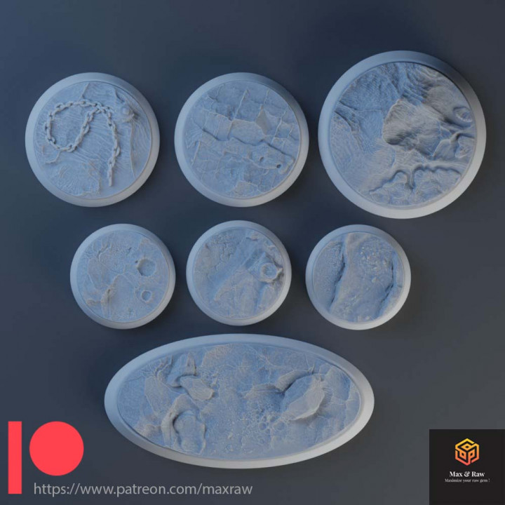 round bases - vulcan lands free sample romain dewaest Toys & Games Tabletop accessories Characters Creatures Fantasy Universe Board 40k figurine miniatures terrain warhammer lotr boardgame base tabletop lava sigmar cliff 3D print model - Mito3D