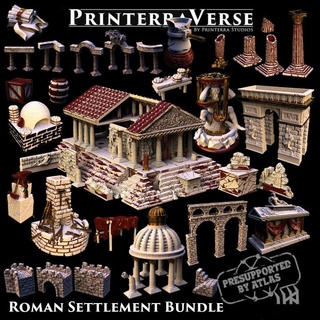 001 legendary rome settlement printerra studios Toys & Games Tabletop accessories Characters Creatures Historical Universe Board ancient blacksmith building carving city culture fantasy god greek history king legend man mythical oven pillar roman stone structure temple terrain tomb wargaming shop rock wall magic marble religion church mars military fountain europe stairs kingdom triumph castle dungeonsanddragons tabletop diorama brick minis gate scroll barrel village town empire basilica myth ruins dnd dome walls crate arch fortress sanctuary crypt ethnic market ruin republic foundry pagan scatter tabletoprpg politic stall aqueduct senate printerraverse 3d print model - Mito3D