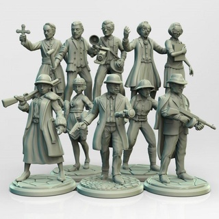 innsmouth investigators - adaevy creations Toys & Games Tabletop Characters Creatures Fantasy Universe Board Store wargames hybrid tabletop cthulhu lovecraft hydra deepone dagon 3d print model - Mito3D