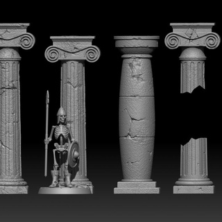 Colonnes cassé mettre jour stl fichier post mortemnihilest jouets Jeux table personnages créatures historique univers 3D imprimable terrain planche fantaisie cors colonnes 3d print model - Mito3D