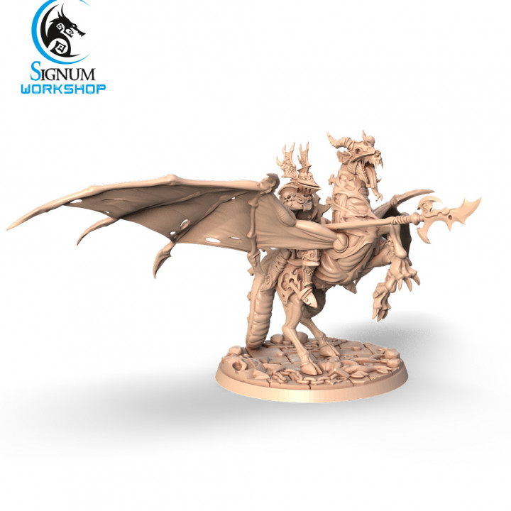 sarian knight bloody skies signum workshop demon dungeons fantasy mini miniatures undead vampire horse death dead tabletop cavalry rider ttrpg presupported 3D print model - Mito3D