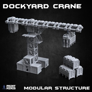dockyard crane & modular buildings set - ironside docks collection print minis Toys Games Tabletop Characters Creatures Sci-Fi Universe 3D Printable Terrain Board building industrial machine structure terrain cargo scenery 3d print model - Mito3D