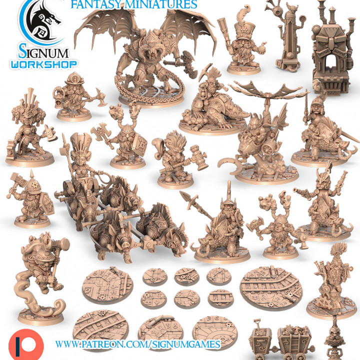 patreon april 2021 release signum workshop demon axe beast decoration dungeons fantasy mini miniatures shield spear hammer flying engineer gnome dwarf tabletop balrog rider flail 32mm gunner ttrpg dualwield presupported bse 3D print model - Mito3D