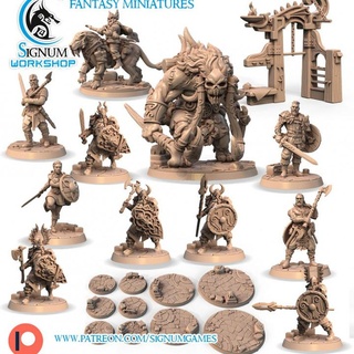 patreon november 2020 release signum workshop Toys & Games Tabletop Characters Creatures Fantasy Universe Board archer axe dungeons fantasy human mini miniatures shield spear sword troll warrior woman club bow base dual tabletop ranger rider scout 32mm berserk ttrpg presupported northerner wield 3d print model - Mito3D