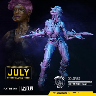 cyberpunk - dolores - ubermensch gang unit9  Toys & Games Tabletop Tabletop Characters & Creatures Fantasy Universe Tabletop Tabletop Characters & Creatures Board Games Tabletop Store miniatures rpg wargames scifi boardgames cyberpunk patreon 28mm 32mm tabletop games skirmishgames unit9  3d print model - Mito3D